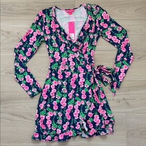 Lilly Pulitzer Navy and Pink Floral Romper